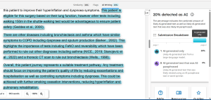 Turnitin AI writing report with highlighted text